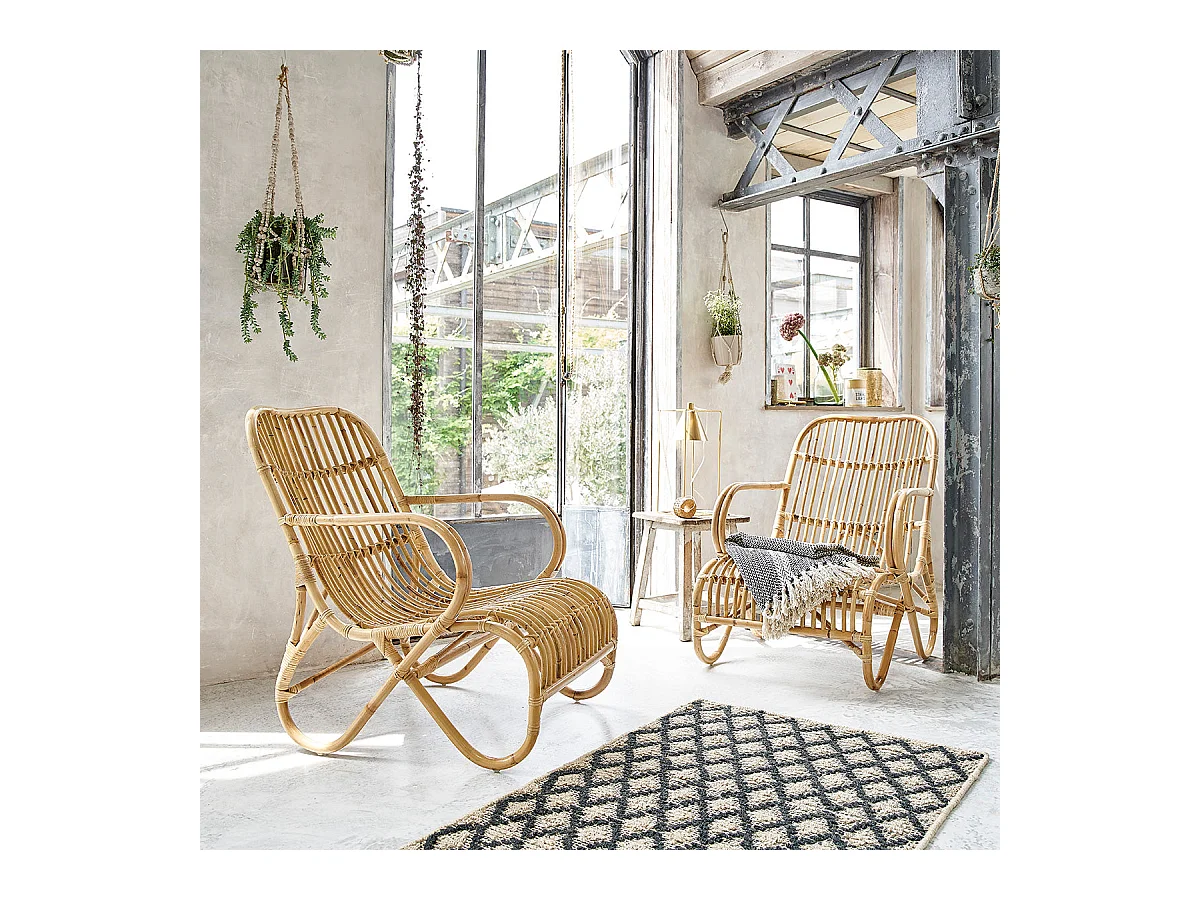 Lot de 2 fauteuils en rotin naturel
