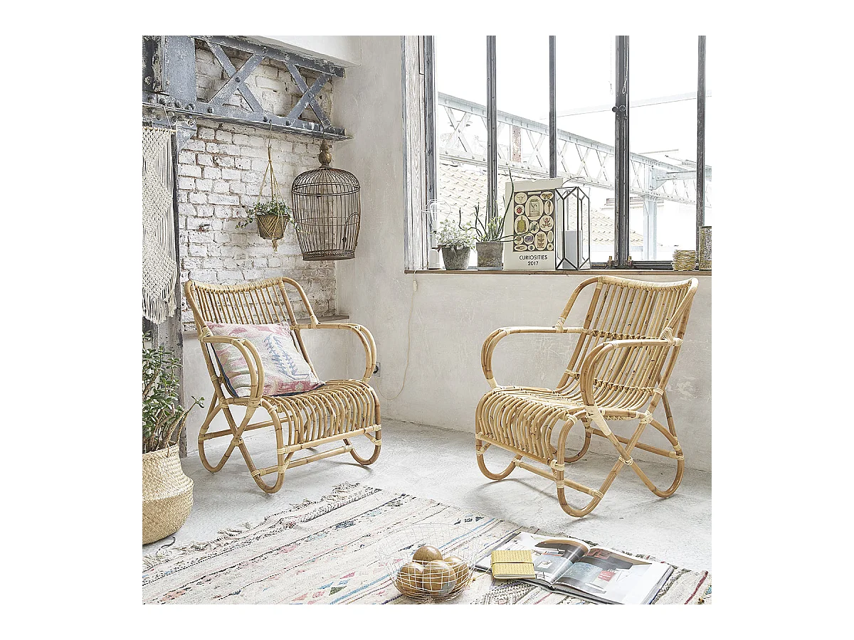 Lot de 2 fauteuils en rotin naturel