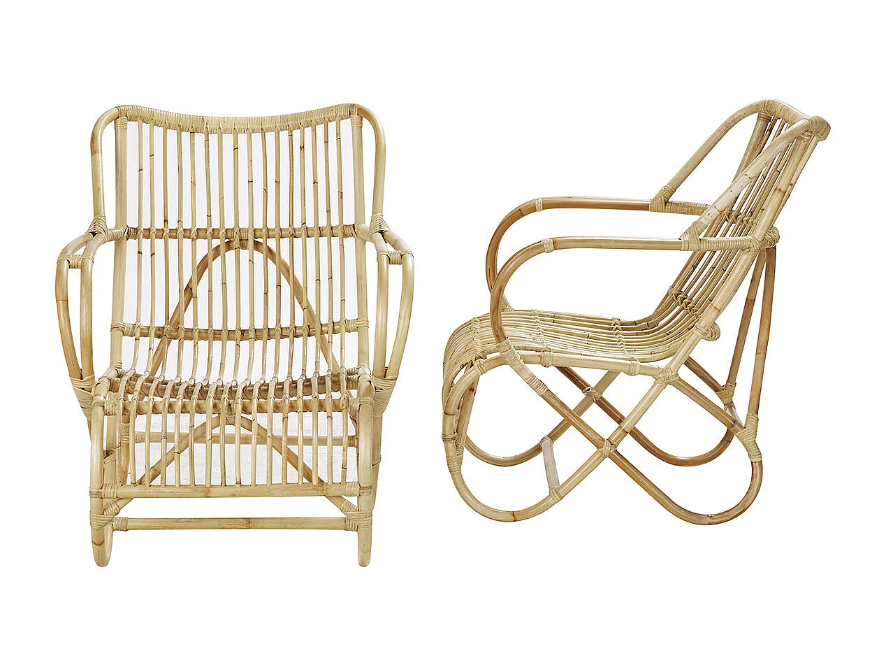 Lot de 2 fauteuils en rotin naturel