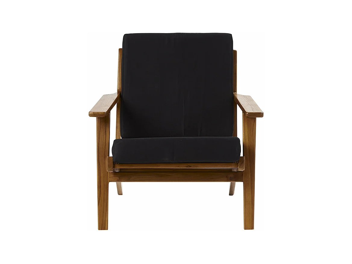 Fauteuil noir en bois teck massif