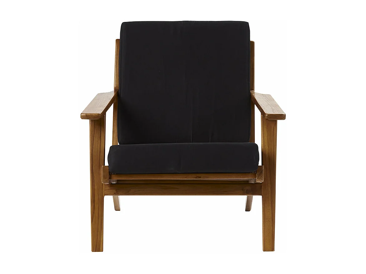 Fauteuil noir en bois teck massif