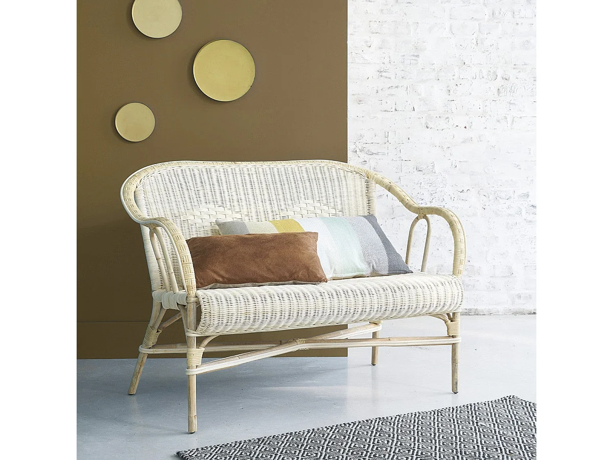 Ensemble en rotin 1 canapé 2 fauteuils et 1 table basse