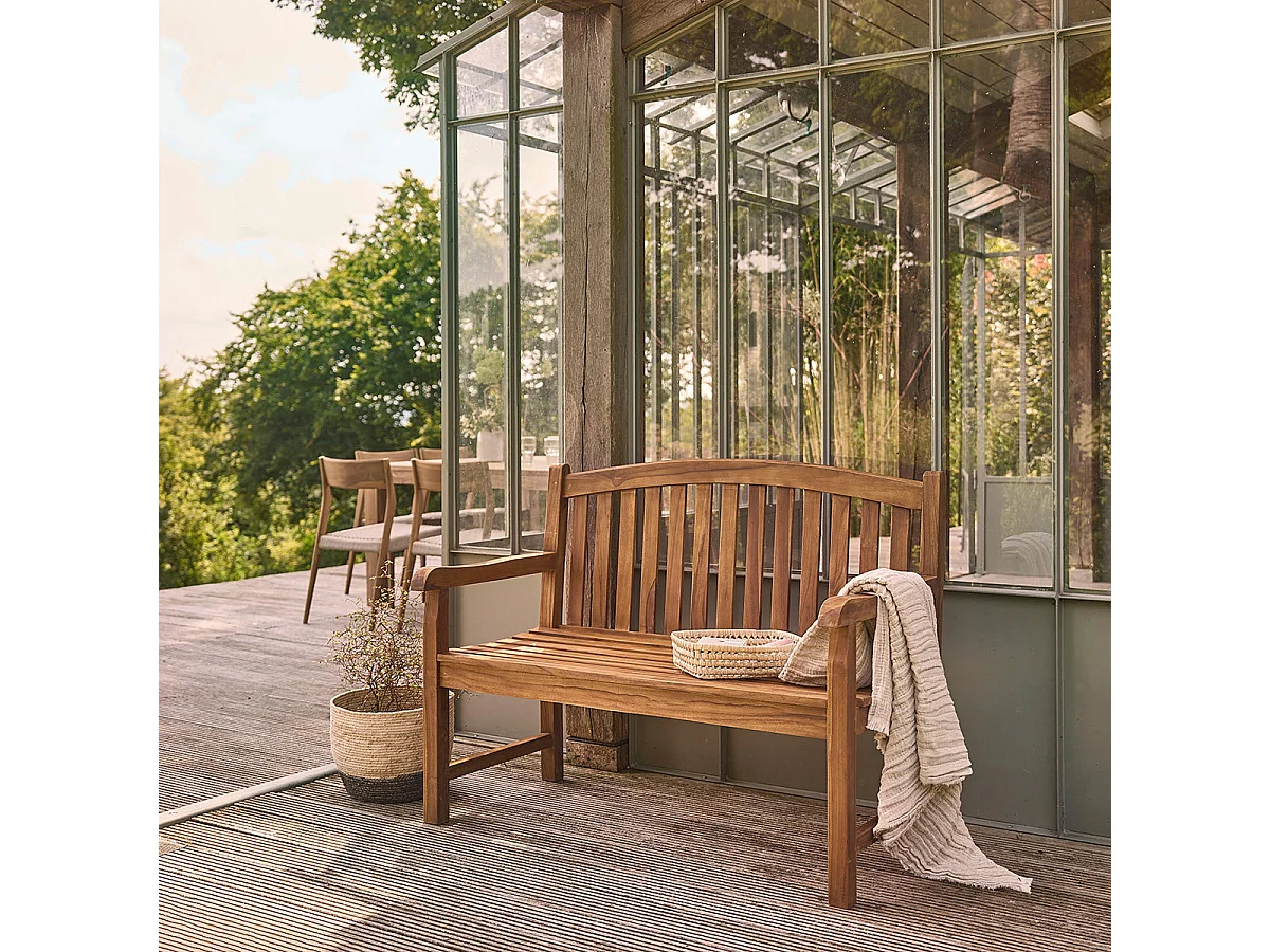 Banco de jardín de madera teca maciza aceitada