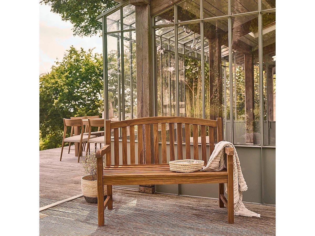 Banco de jardín de madera teca maciza aceitada