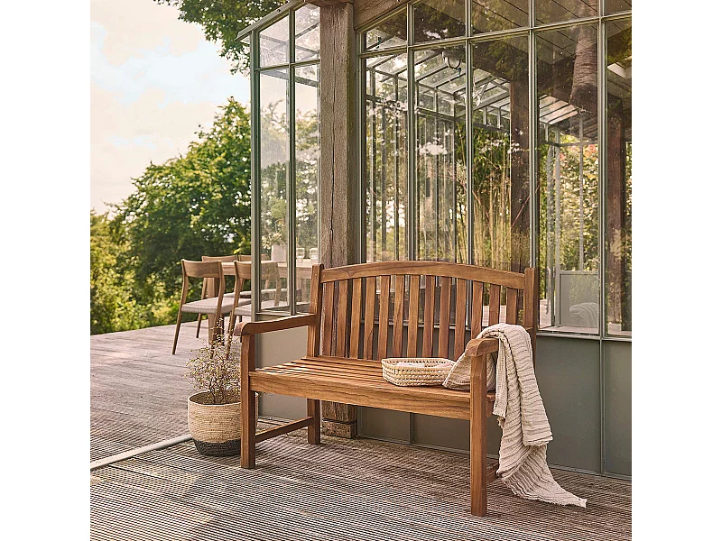 Banco de jardín de madera teca maciza aceitada