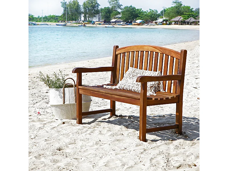Banco de jardín de madera teca maciza aceitada