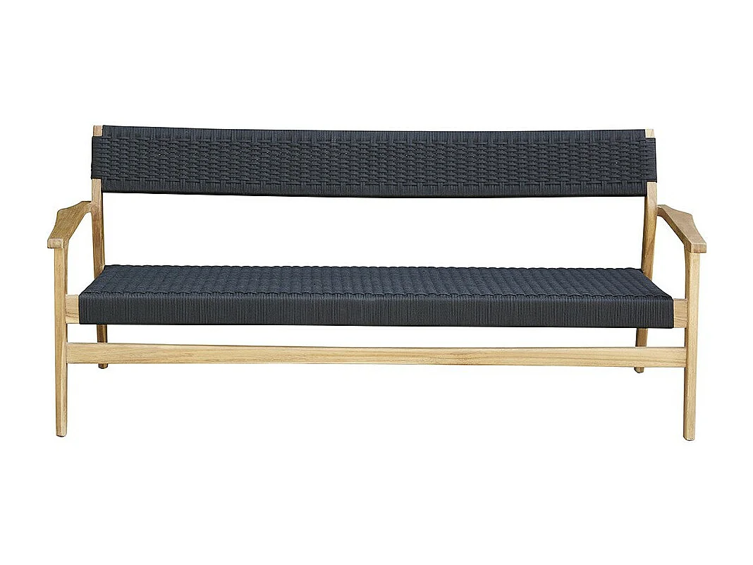 Banc de jardin en teck massif et cordage 165cm Noir MANILLE
