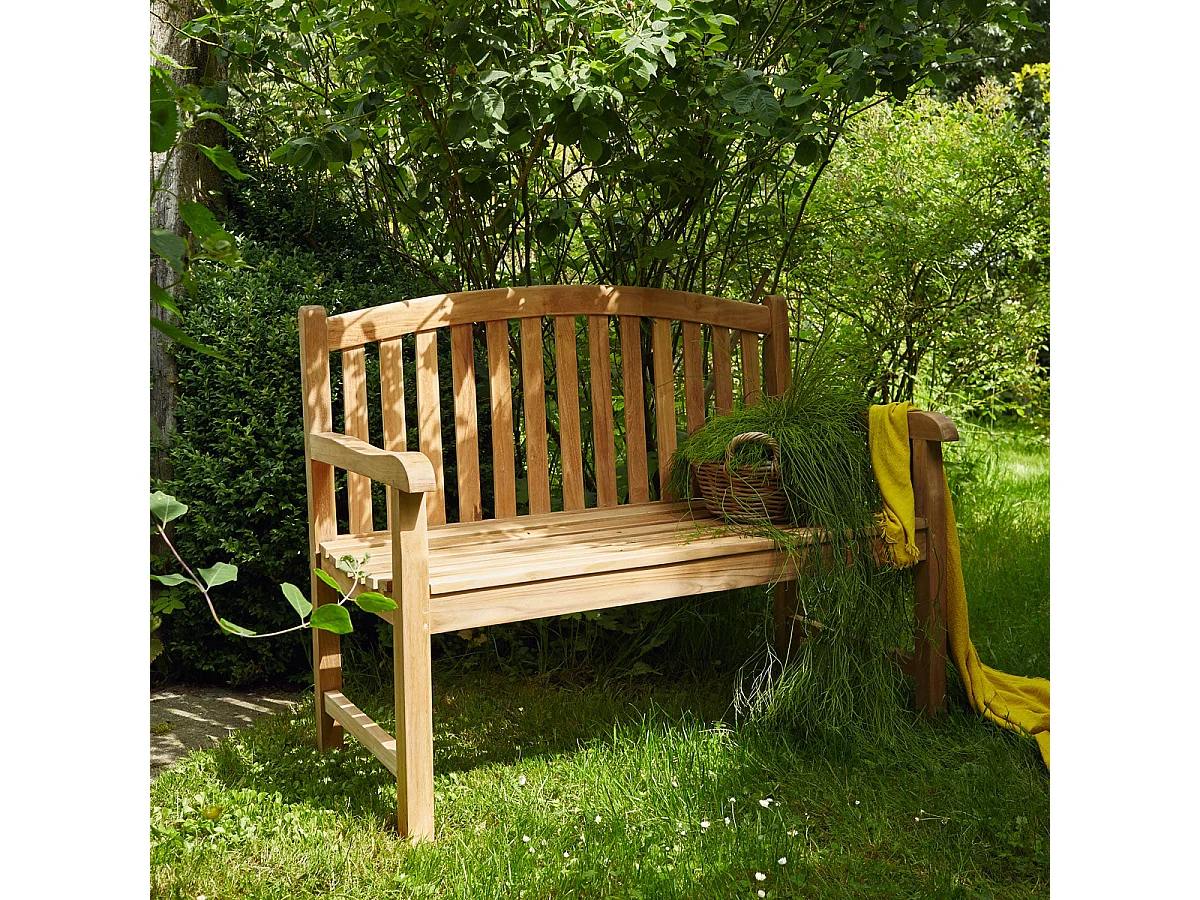 Banco de jardín de madera de teca maciza