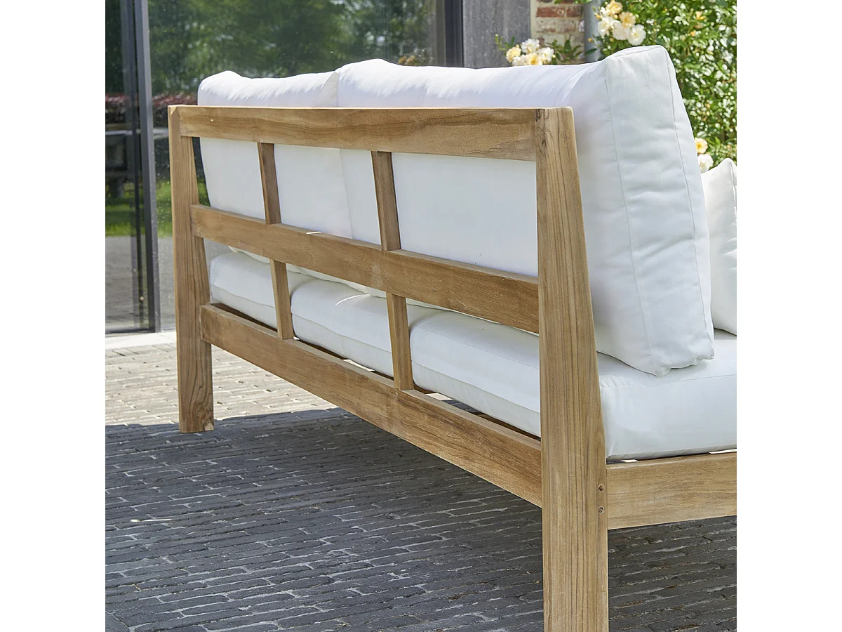 Divano da giardino in teak massello bianco 3 posti