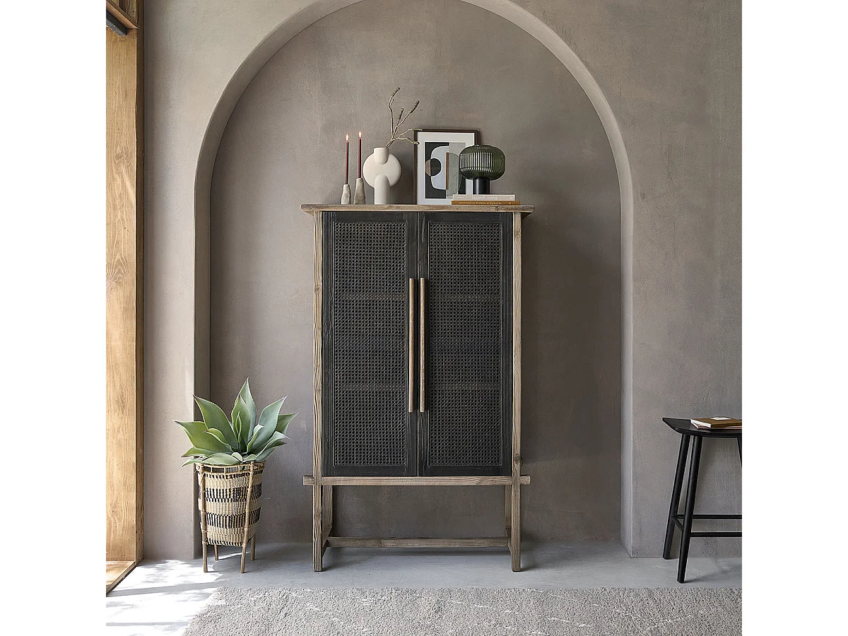 Armoire 2 portes en bois de pin massif recyclé