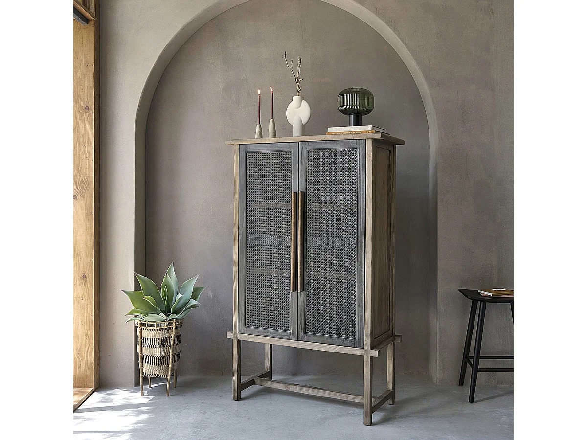 Armoire 2 portes en bois de pin massif recyclé