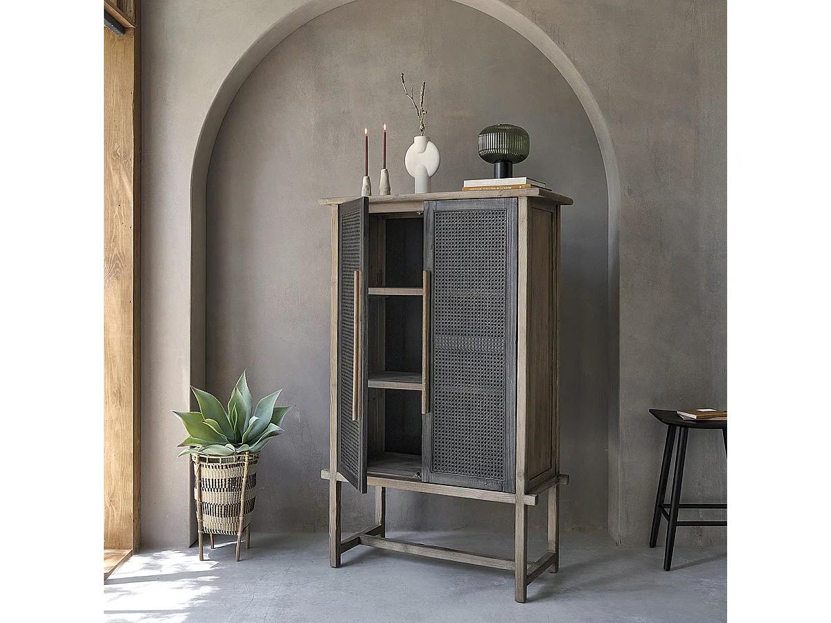 Armoire 2 portes en bois de pin massif recyclé