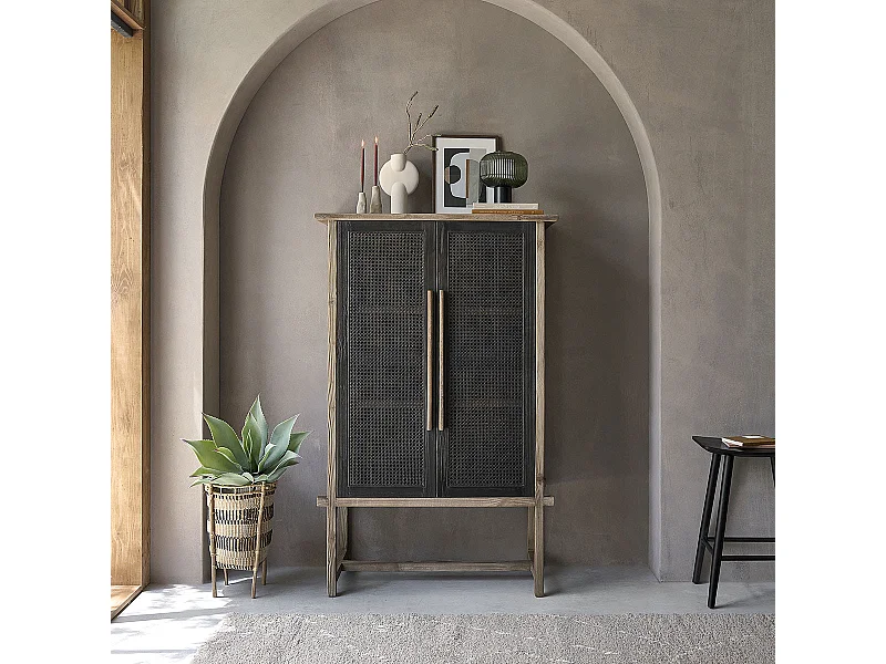 Armoire 2 portes en bois de pin massif recyclé