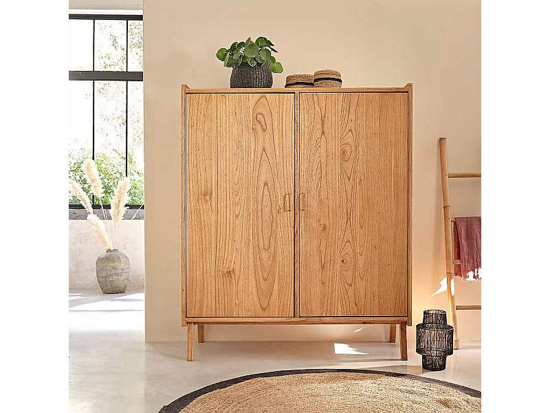 Armoire 2 portes en bois de mindi massif