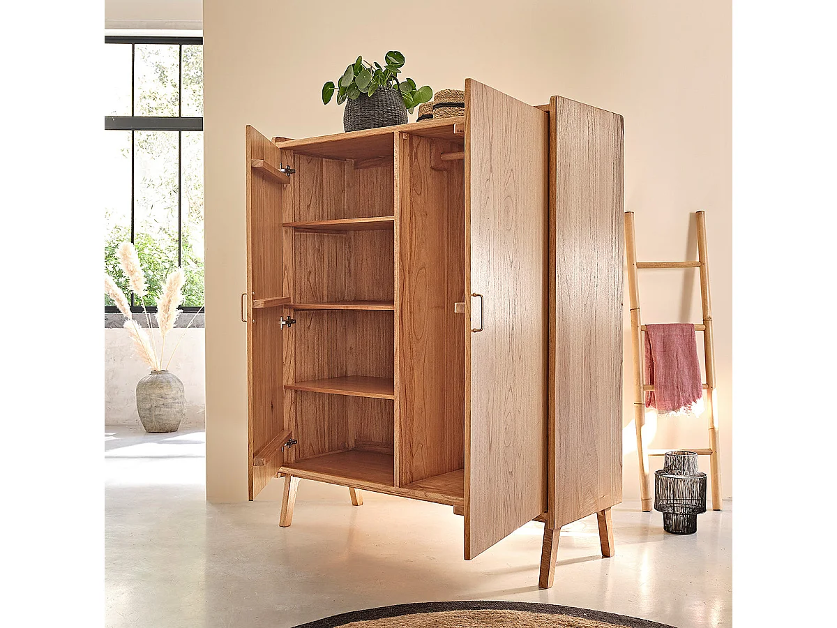 Armario de madera de mindi maciza de 180 cm