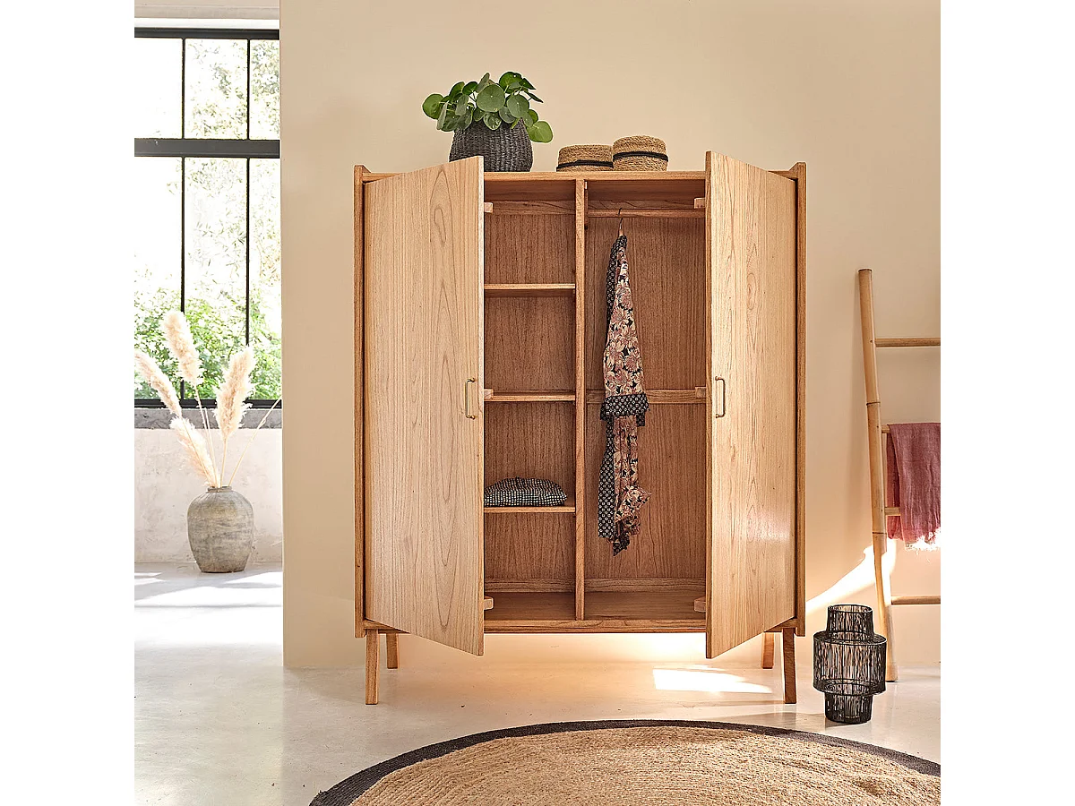 Armario de madera de mindi maciza de 180 cm