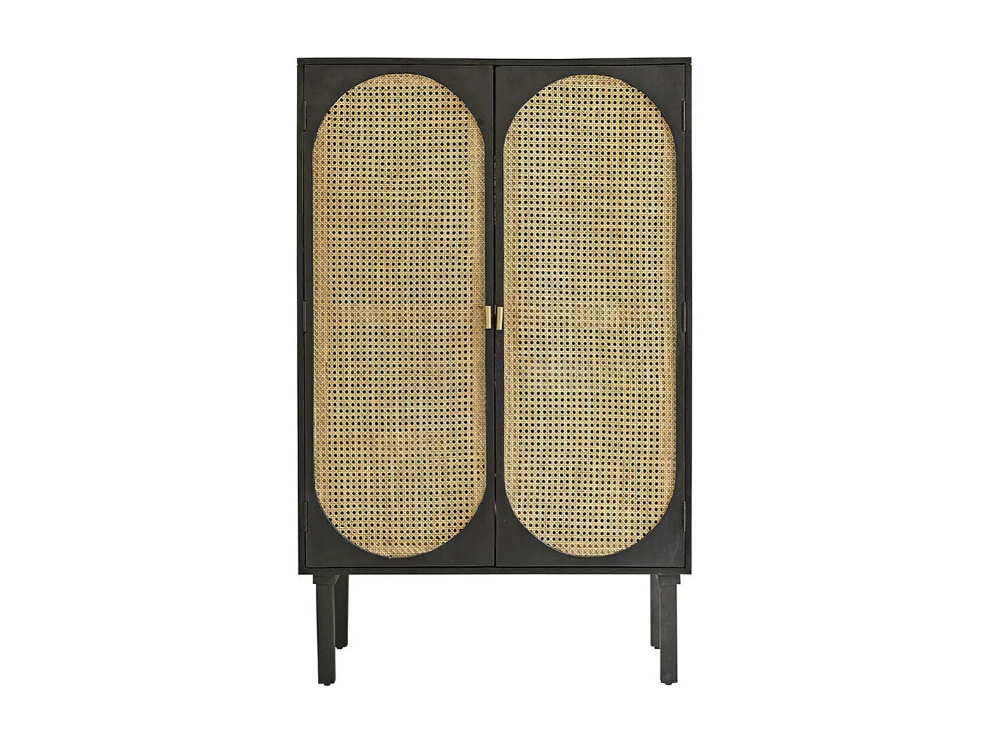 Armoire 2 portes en bois de mindi massif et cannage