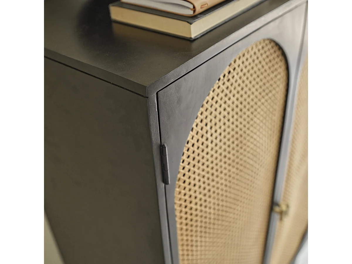 Armoire 2 portes en bois massif et cannage