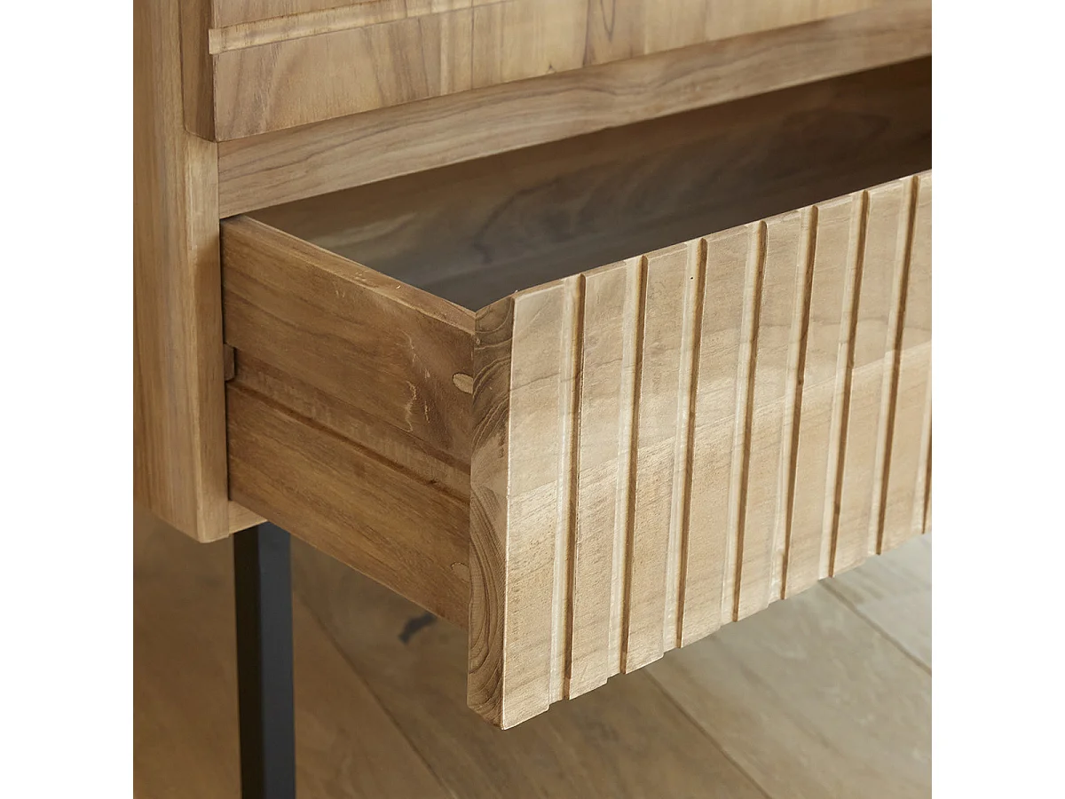 Armario de madera de teca maciza y metal