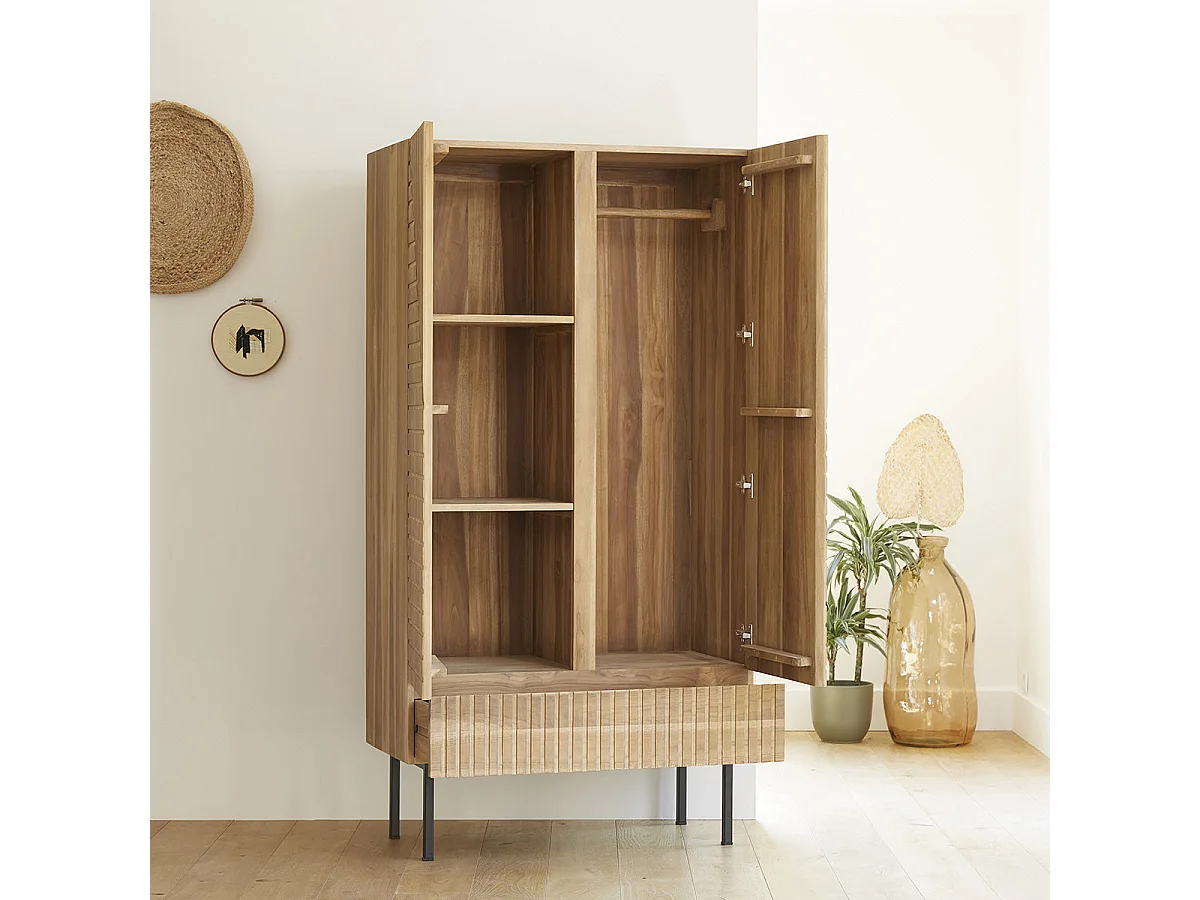 Armoire 2 portes et tiroir en teck massif