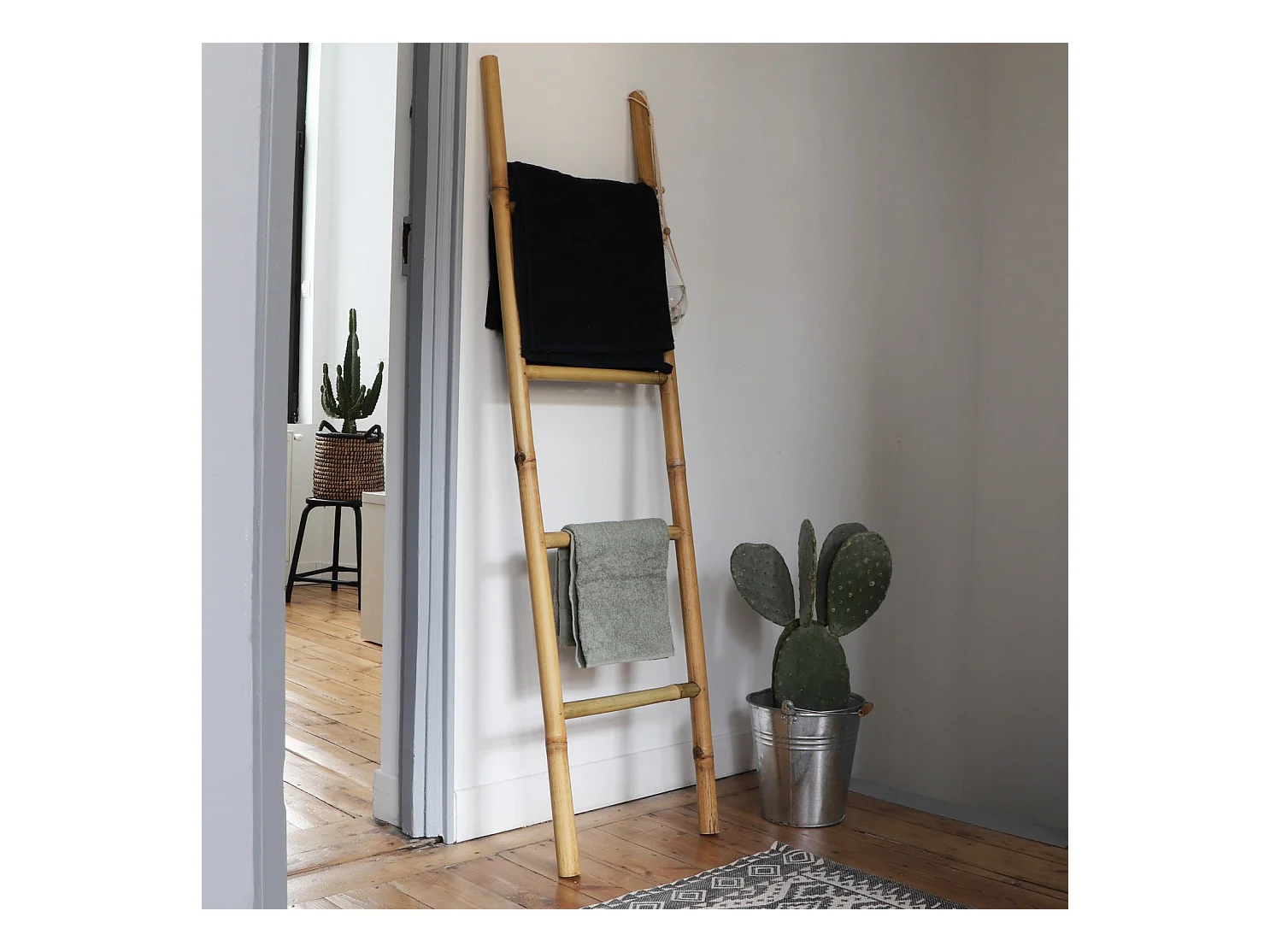Echelle porte-serviettes en bambou