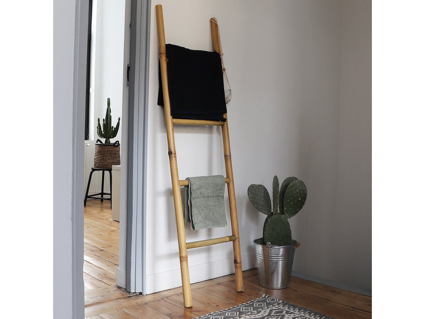 Echelle porte-serviette en bambou