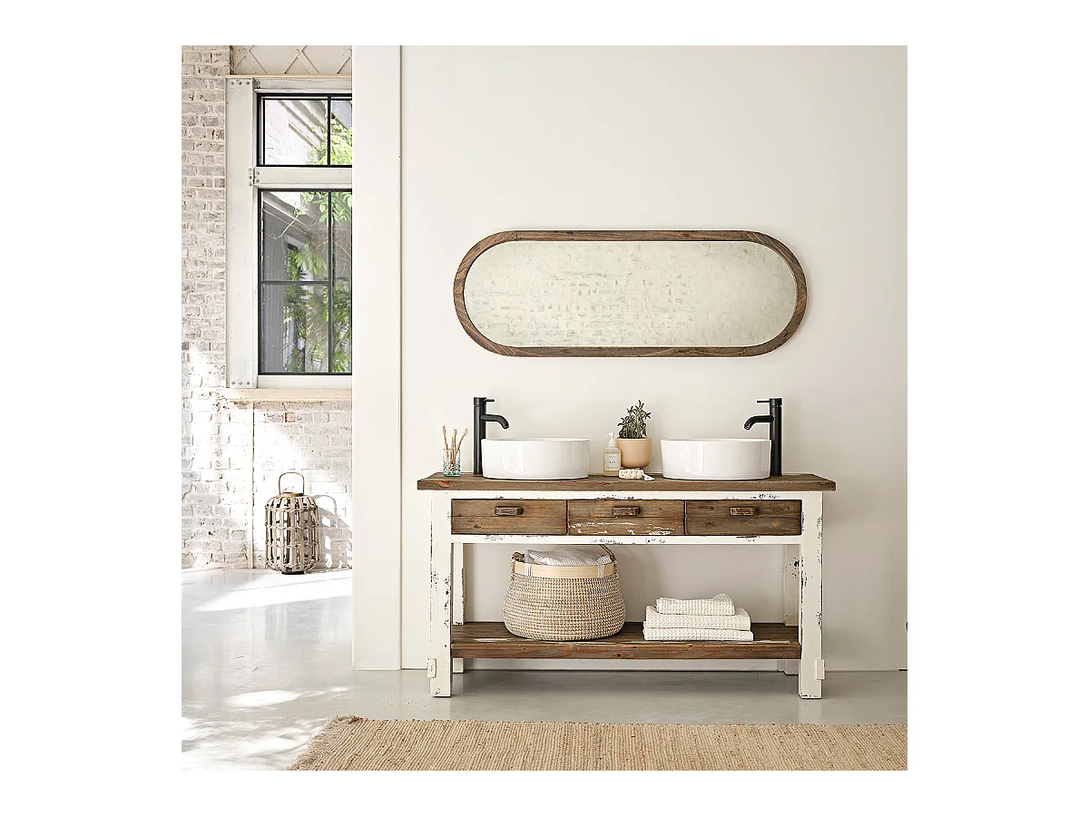 Meuble de salle de bain en bois recyclé 150 cm