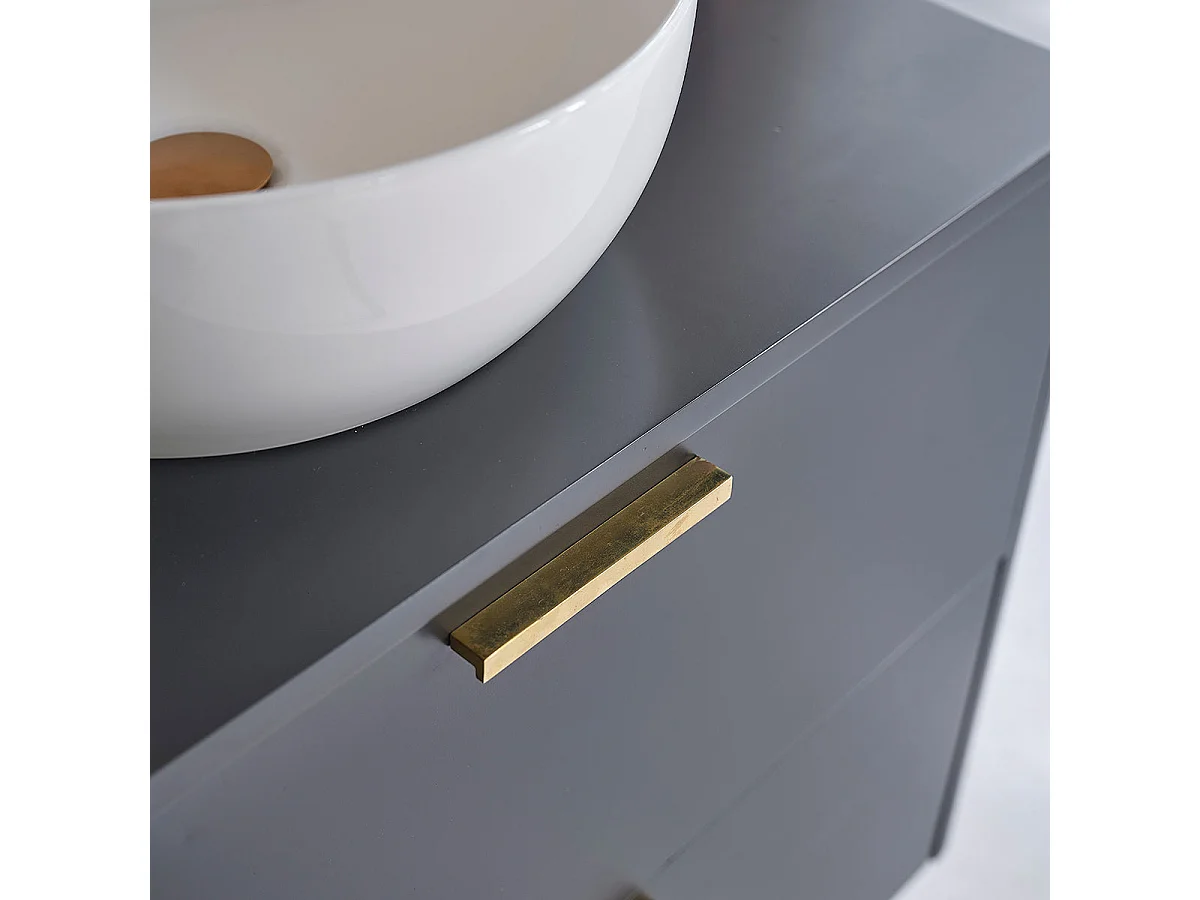 Mobile sotto lavabo in acacia massiccia nera 80 cm