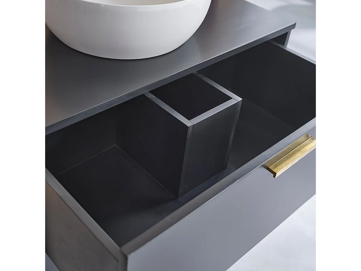 Mobile sotto lavabo in acacia massiccia nera 80 cm