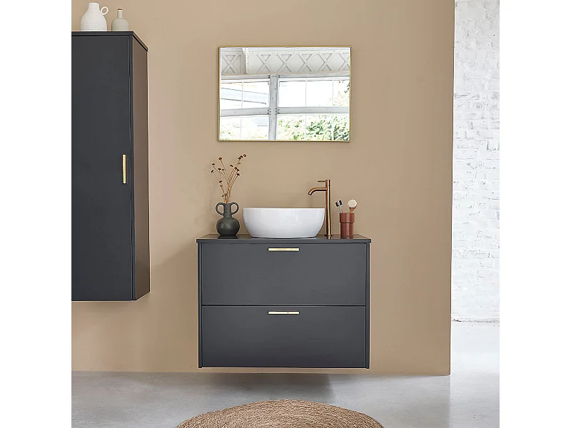 Meuble de salle de bain en acacia massif 80 cm