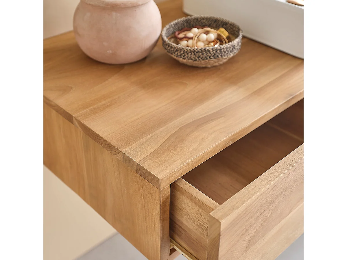 Mueble de baño de madera teca maciza de 145 cm