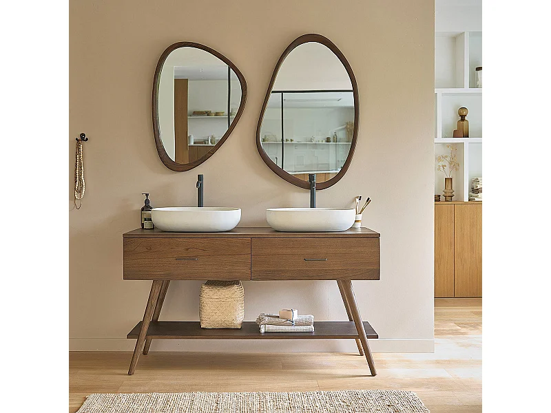 Mobile doppio lavabo in mindi massello 135 cm