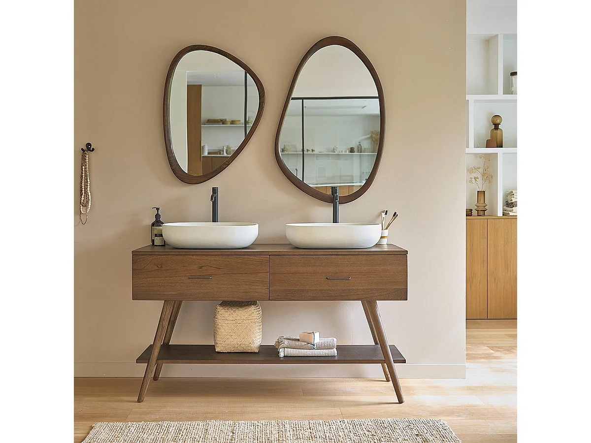 Meuble de salle de bain en mindi massif 135 cm