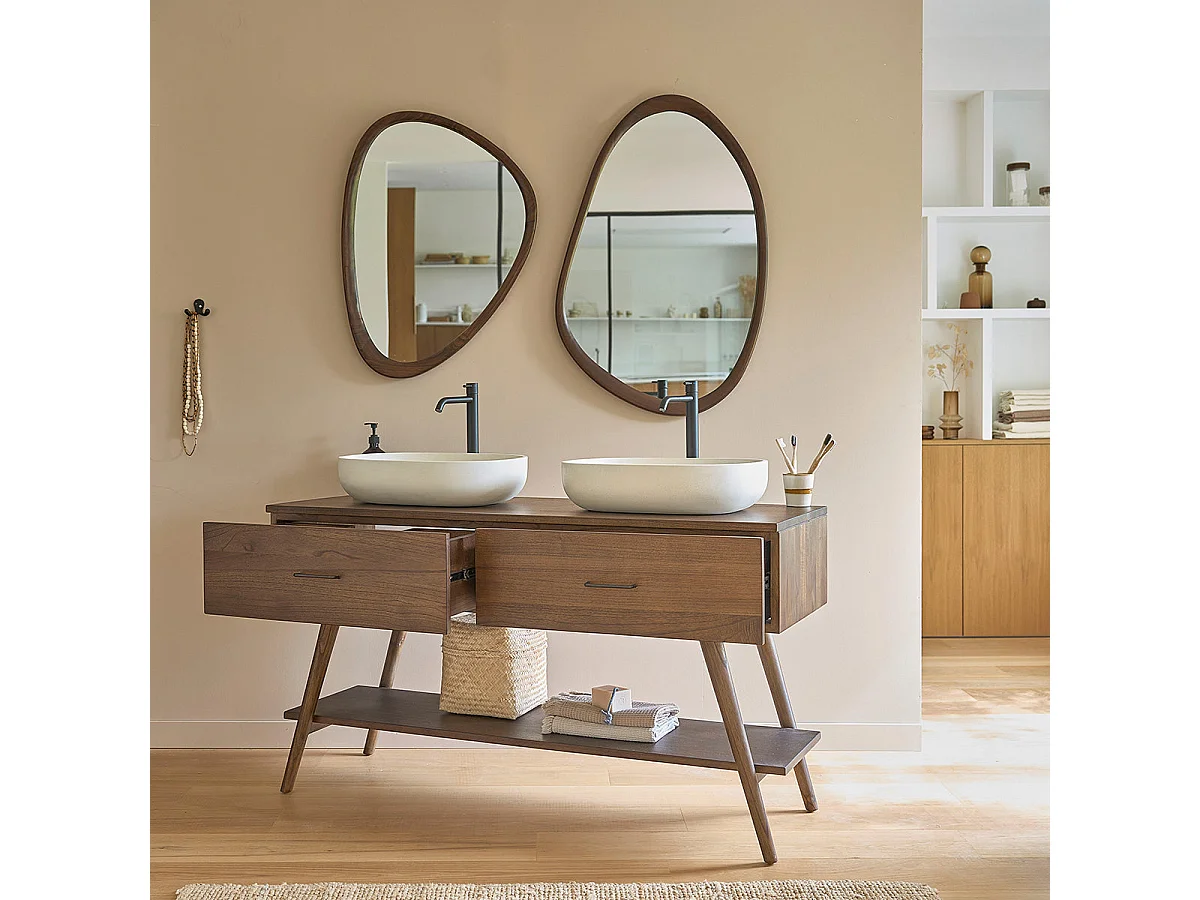 Meuble de salle de bain en mindi massif 135 cm