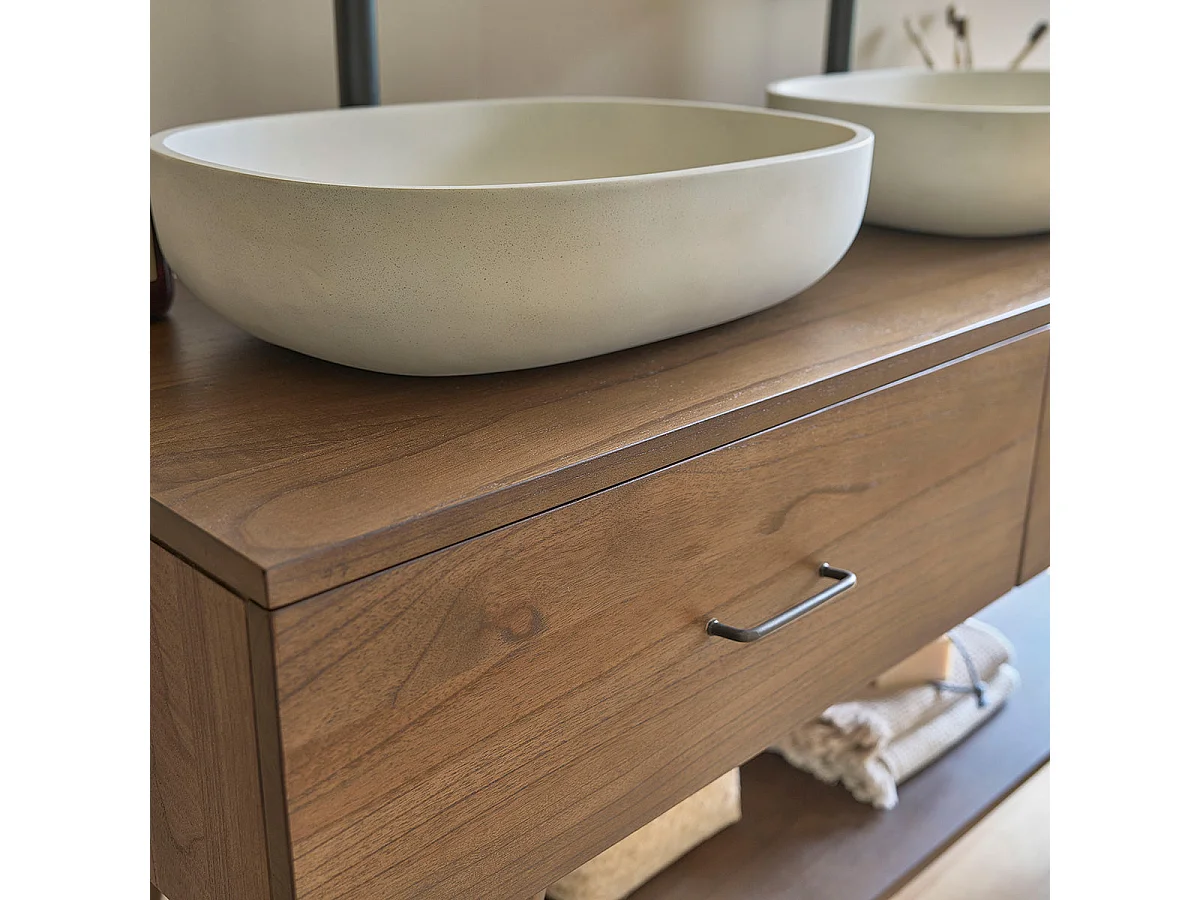 Meuble de salle de bain en mindi massif 135 cm