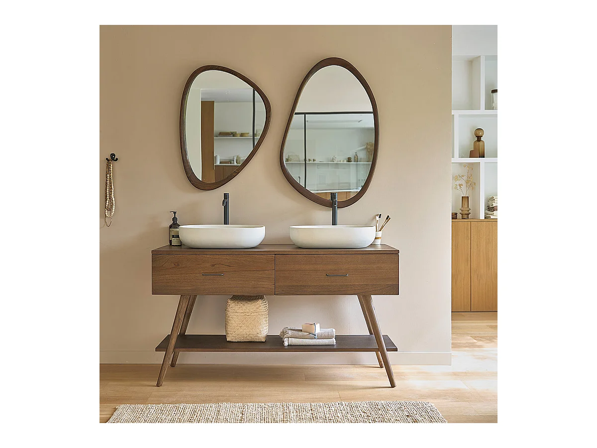 Meuble de salle de bain en mindi massif 135 cm