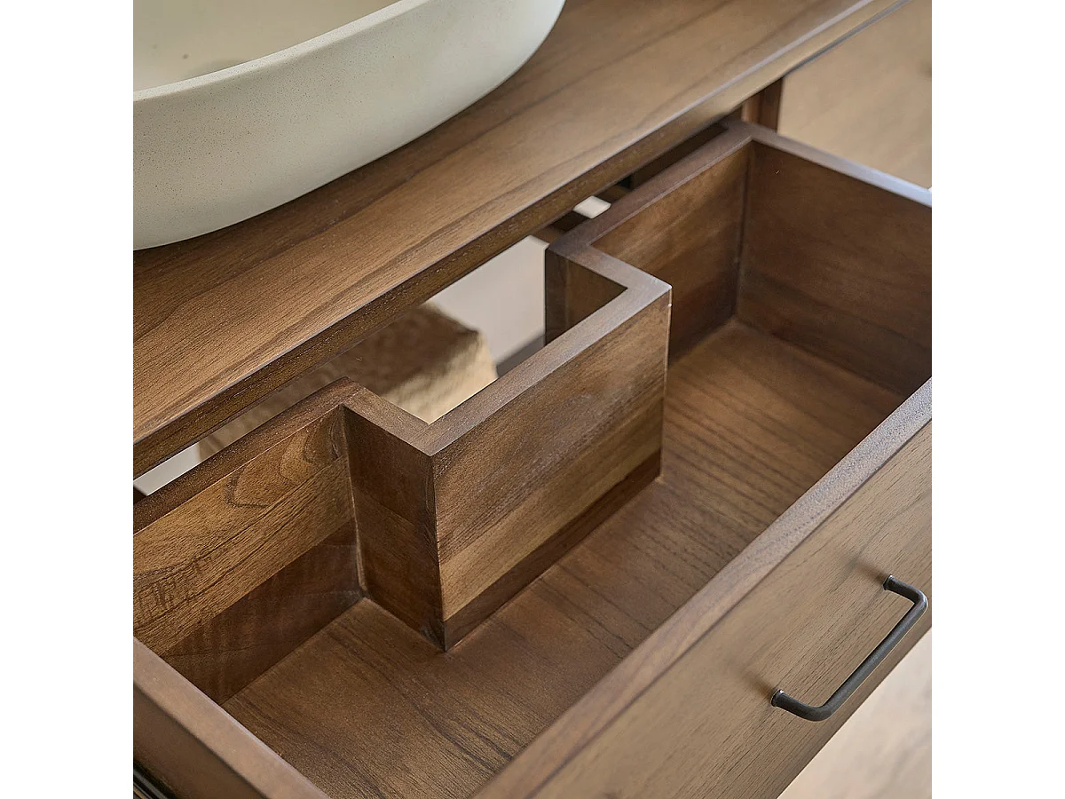 Meuble de salle de bain en mindi massif 135 cm