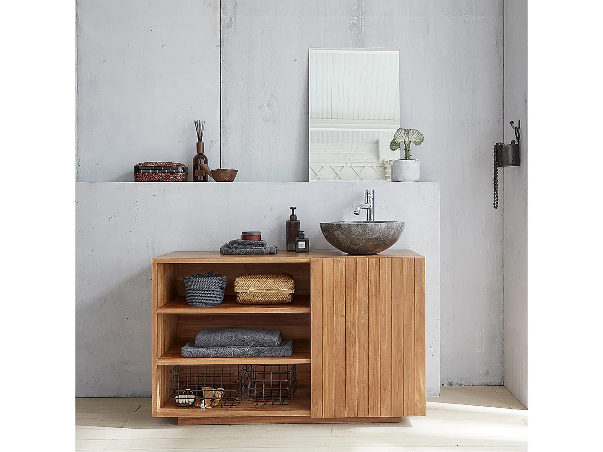 Meuble de salle de bain en teck massif 120 cm