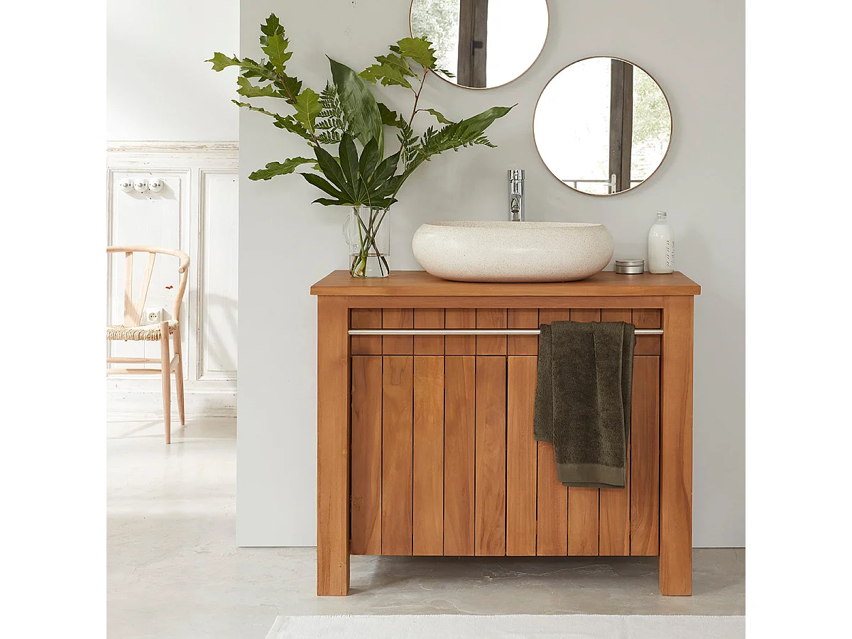 Mobile portalavabo in massello di teak 103 cm