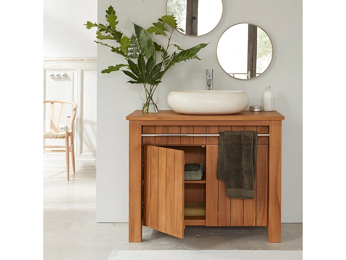 Mobile portalavabo in massello di teak 103 cm