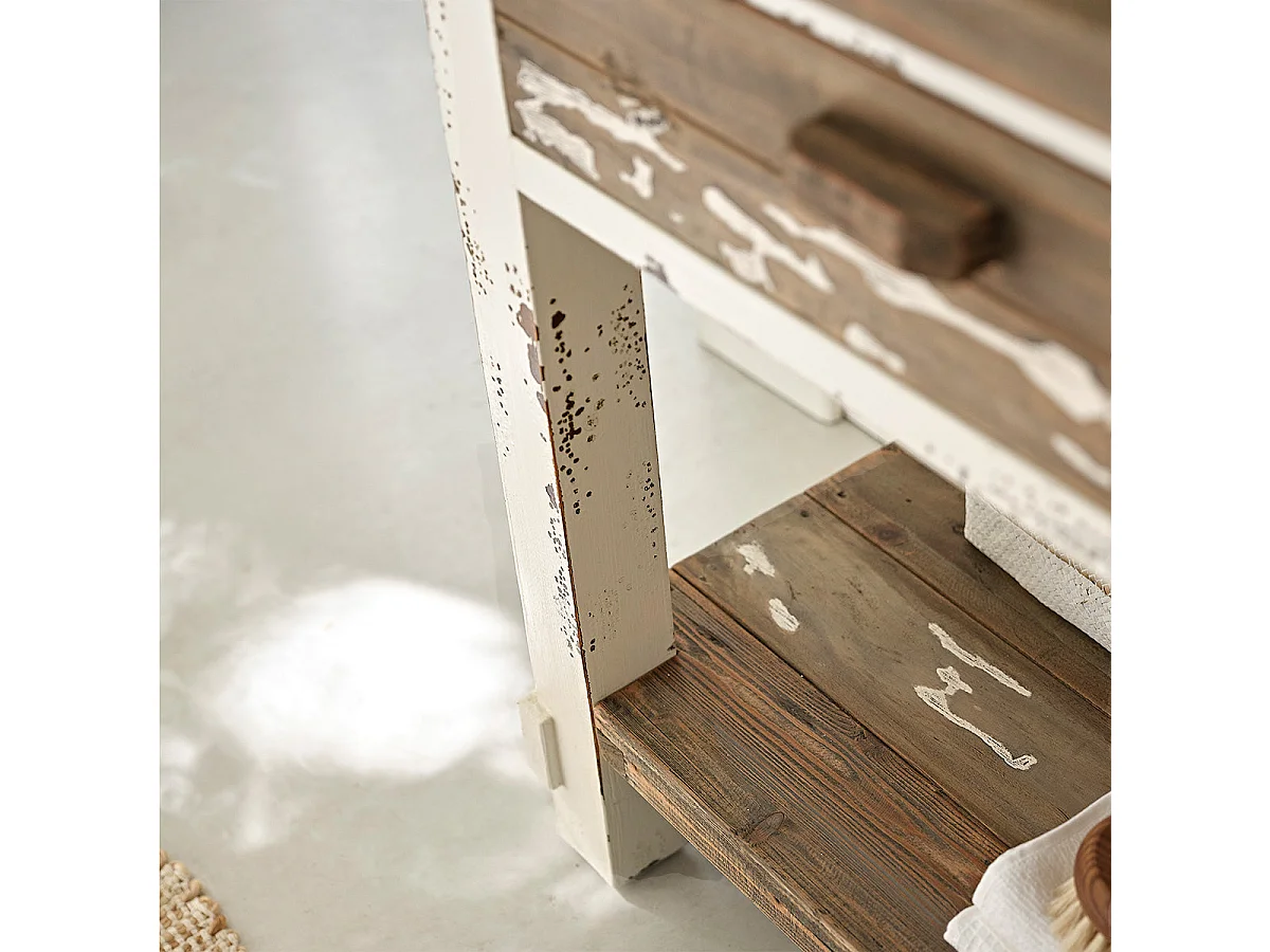 Mobile sotto lavabo in pino riciclato massello