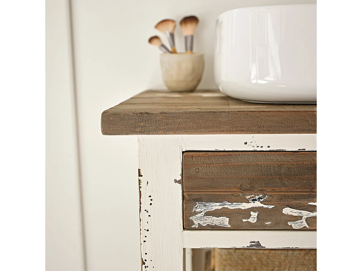 Mueble de lavabo de pino macizo reciclado