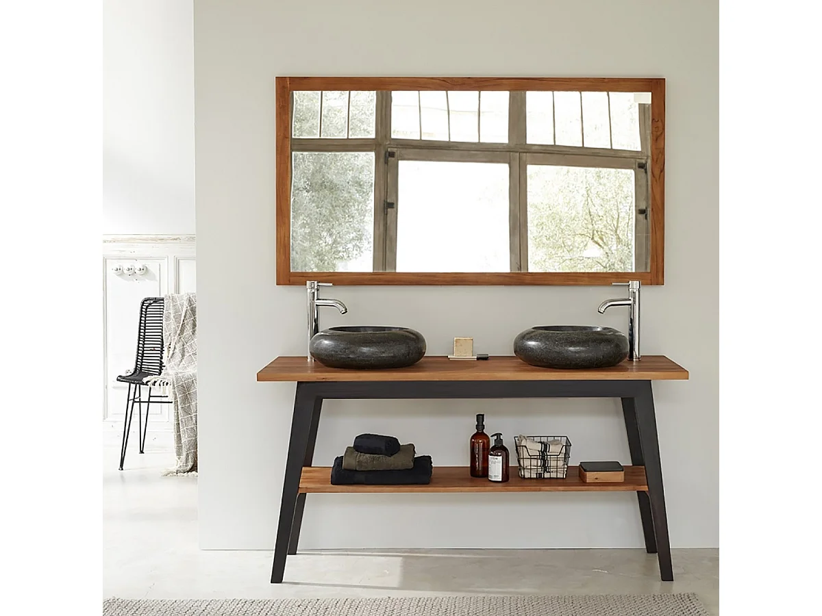 Mueble de baño de madera teca maciza de 150 cm