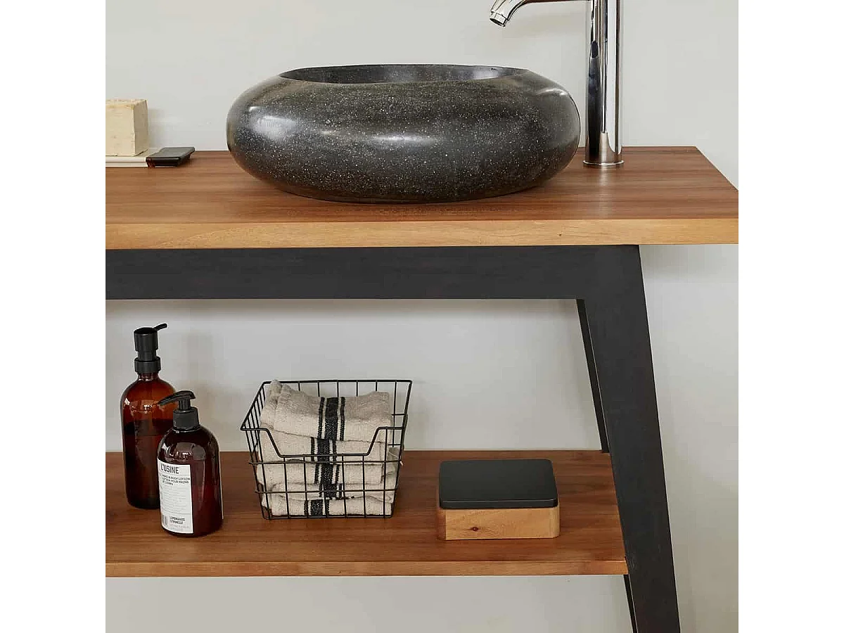 Mueble de baño de madera teca maciza de 150 cm