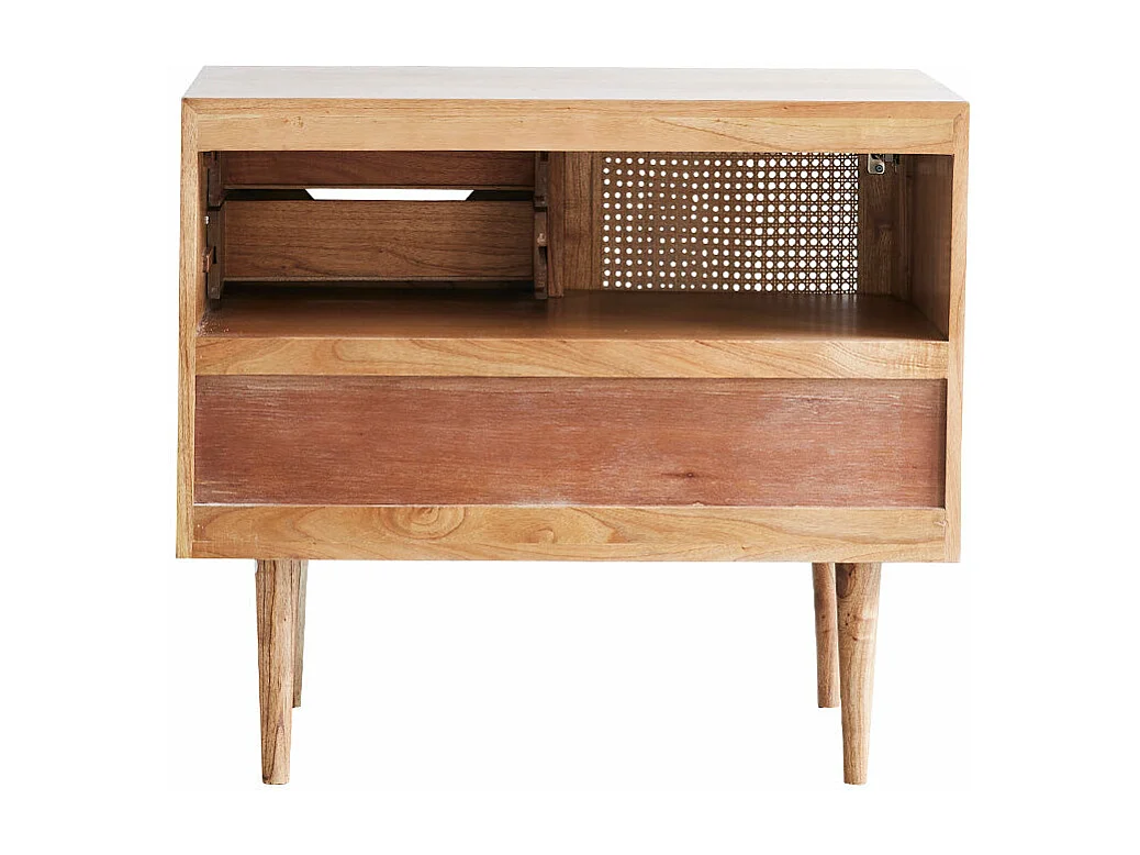 Mueble de baño de madera de mindi maciza y rejilla de 85 cm