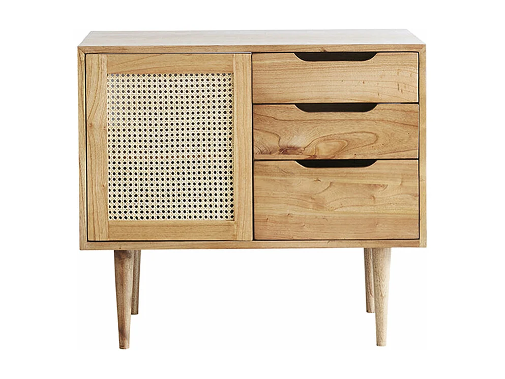 Mueble de baño de madera de mindi maciza y rejilla de 85 cm