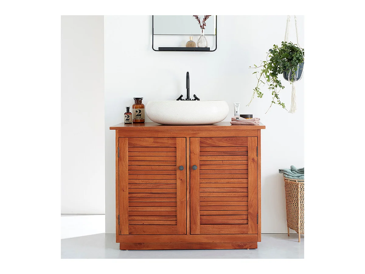 Mobile bagno portalavabo in mogano massello da 97 cm