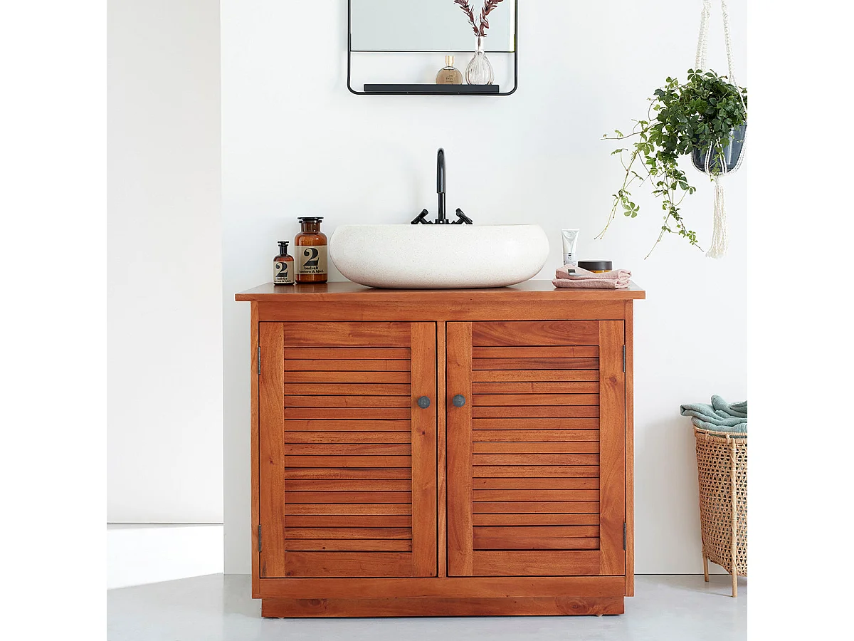 Mueble de baño de madera de caoba maciza de 97 cm
