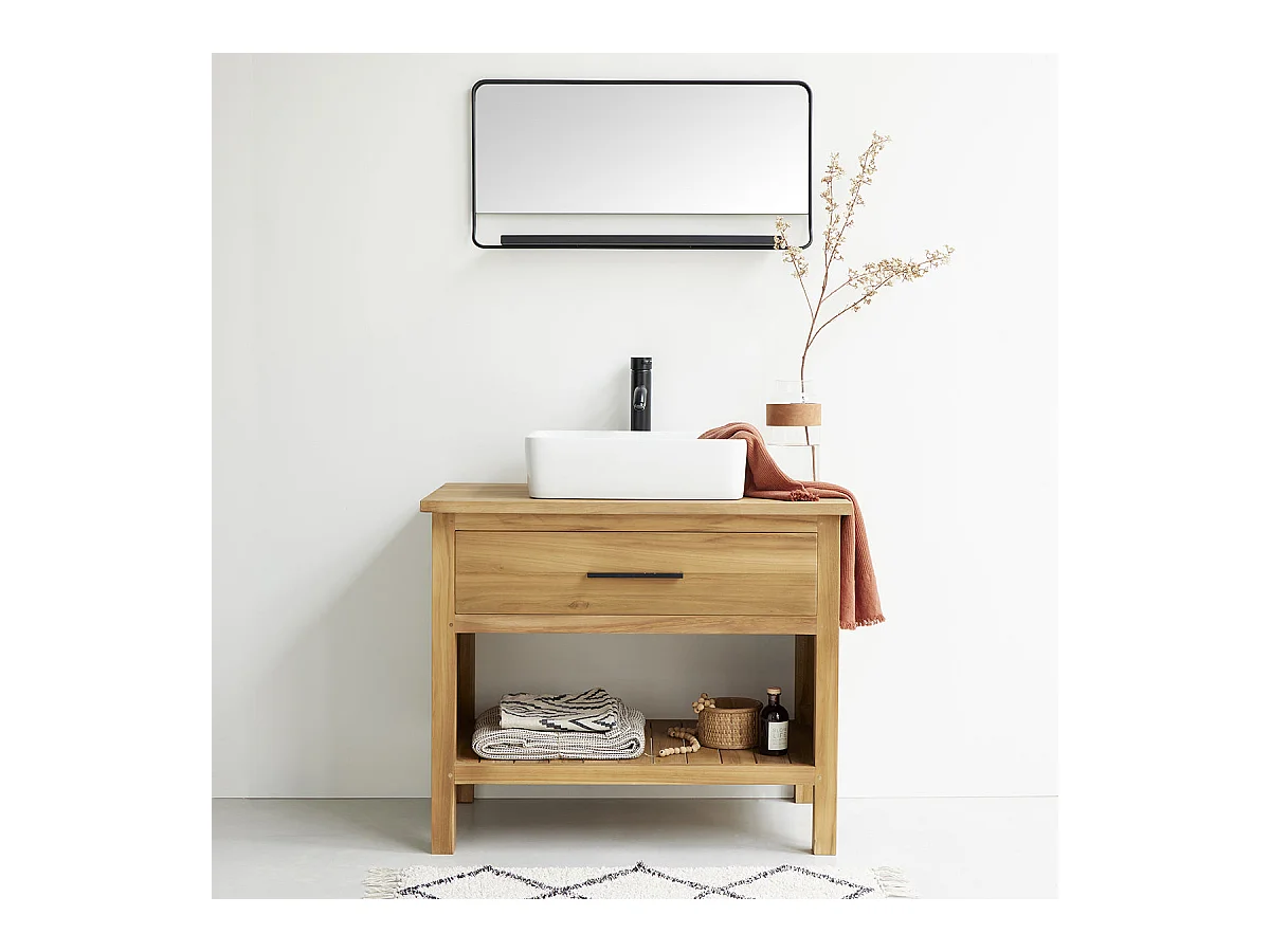 Meuble de salle de bain en teck massif 90 cm