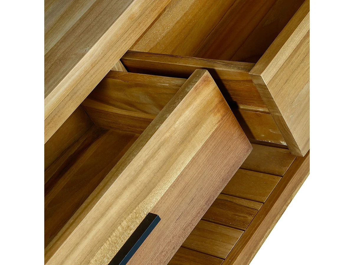 Mueble de baño de madera de teca maciza de 135 cm